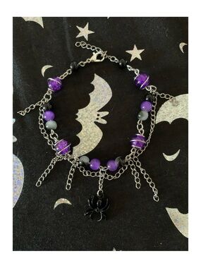 Purple Spider Charm Bracelet